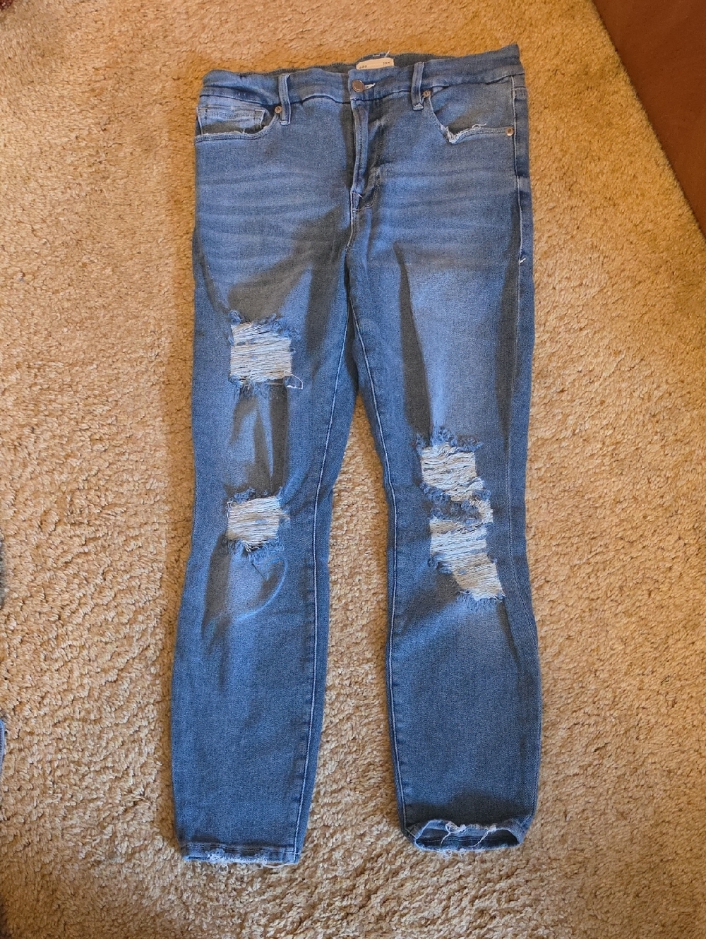 Good American Distressed Blue Skinny Jeans Super Stretch